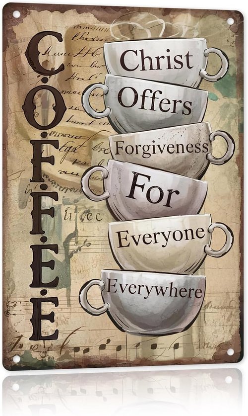 Christ Offers Forgiveness Metal Sign - 12x8 Rustic Wall Art for Christian Kitchen & Office Decor
