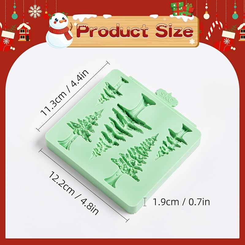 5 Cavity Christmas Tree Silicone Fondant Mold - Tree Cake Decoration
