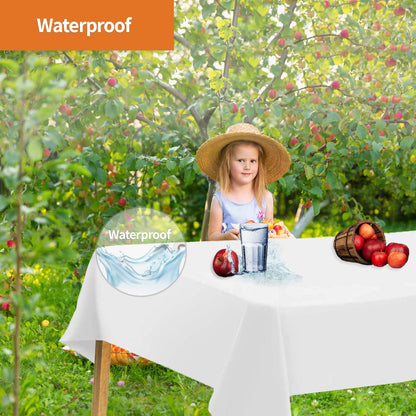 Party Dimensions White Disposable Plastic Tablecloth - 12 Pack for Rectangle Tables | 54 x 108 Inches, Perfect for Events & Weddings