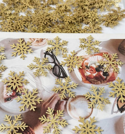 Gold Snowflake Confetti 100Pcs - Glitter Table Decor for Winter Holidays (Variation: Gold-snowflake)