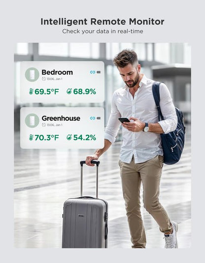 GoveeLife 2.0 WiFi Hygrometer Thermometer 3 Pack, Smart Humidity Temperature Sensor with App Notifications, Temperature Humidity for Bedroom, Wine Cellar, Basements(Only Support 2.4G Wi-Fi)