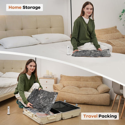Skiennix Vacuum Storage Bags - 22 Pack Travel Essentials with Wireless Rechargeable Air Pump | Space Saver for Luggage & Home Storage