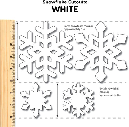 Regine Switzerland Snowflake Paper Cutouts - 80 Pieces of 2-Sided White Card Stock for Classroom Decor | Winter Decorations