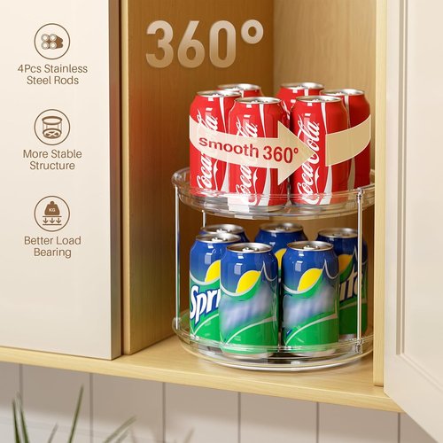 LAMU 2 Pack Lazy Susan Turntable Organizer - 9.25'' Rotating Spice Rack for Kitchen & Bathroom