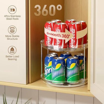 LAMU 2 Pack Lazy Susan Turntable Organizer - 9.25'' Rotating Spice Rack for Kitchen & Bathroom