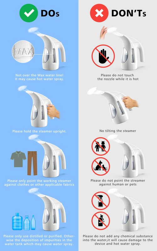 HiLIFE Steamer for Clothes, Portable Handheld Design, 240ml Big Capacity, 700W, Strong Penetrating Steam, Removes Wrinkle, for Home, Office and Travel(ONLY FOR 120V)(White)