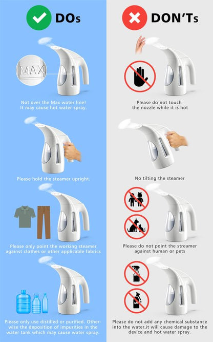 HiLIFE Steamer for Clothes, Portable Handheld Design, 240ml Big Capacity, 700W, Strong Penetrating Steam, Removes Wrinkle, for Home, Office and Travel(ONLY FOR 120V)(White)