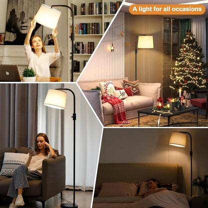 Ambimall 𝐅𝐮𝐥𝐥𝐲 𝐃𝐢𝐦𝐦𝐚𝐛𝐥𝐞 Floor Lamp - Floor Lamps 9W 𝐋𝐄𝐃 Light Bulb Included, Standing Lamps for Living Room with Adjust Head, Modern Standing Tall Light Rotary Switch for Office