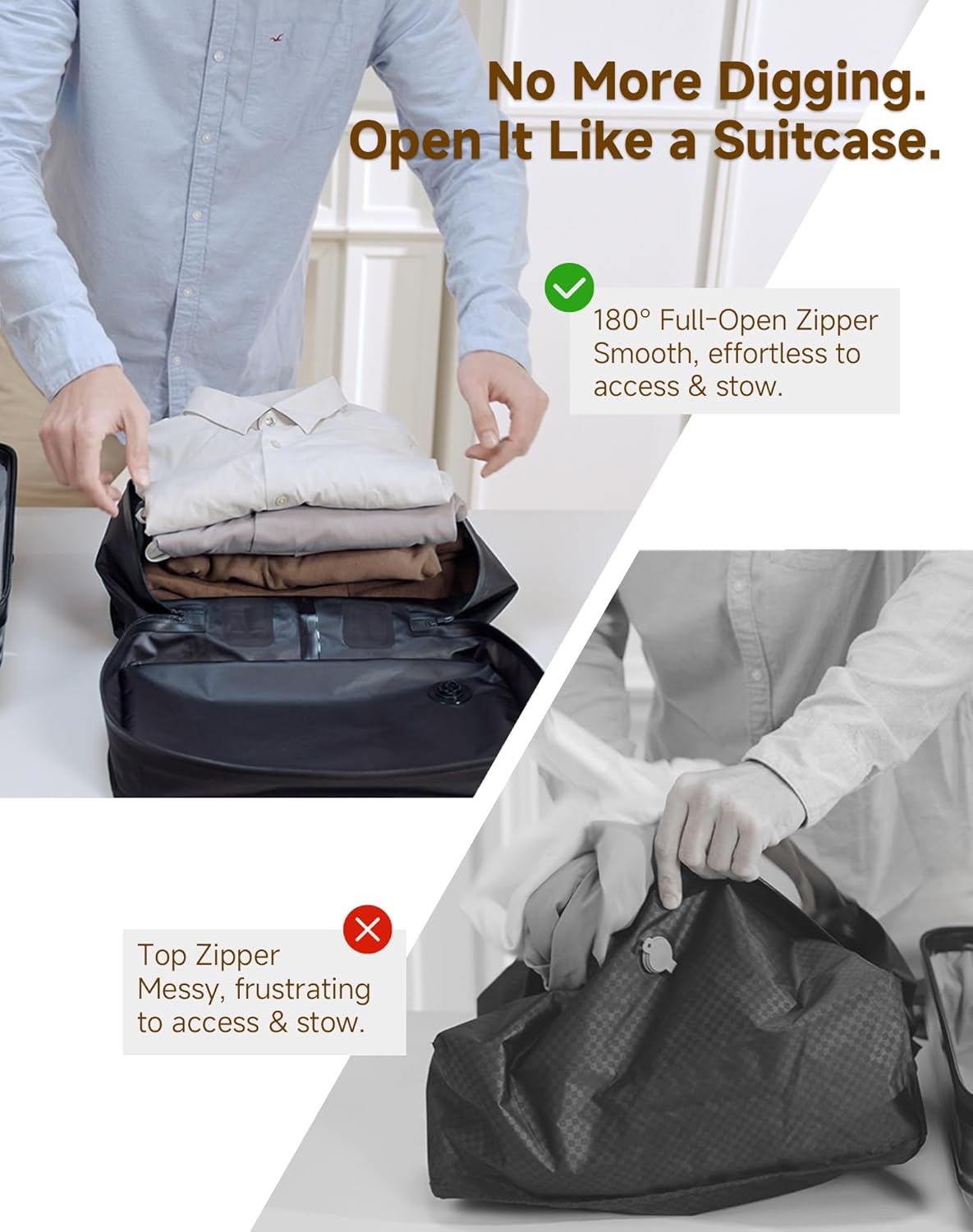 Skiennix Vacuum Bags for Travel - Reusable Compression Packing Cubes | Space-Saving Waterproof Design (Black, 2-Pack)