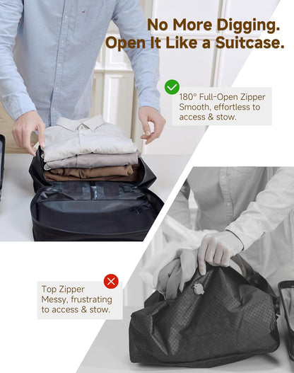 Skiennix Vacuum Bags for Travel - Reusable Compression Packing Cubes | Space-Saving Waterproof Design (Black, 2-Pack)