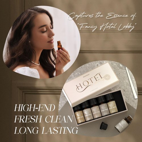 ARVIDSSON Hotel Diffuser Oils Gift Set, Hotel Scent Essential Oils for Diffuser, Luxury Fragrance Oil Blend - Jasmine & Mint, White Tea, Citrus Bliss, M-Way, Fancy Lobby, Gift for Women and Men