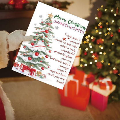 OJsensai Funny Christmas Card for Granddaughter - 8x5.3in, Recycled Linen Card with Envelope (Variation: OJ 972)