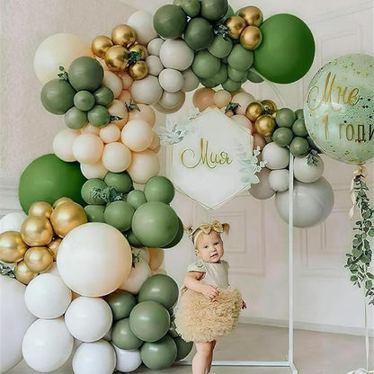PartyWoo Sage Green Balloons - 140-Piece Set in Various Sizes for Jungle Birthday Party Decor | Olive & Eucalyptus