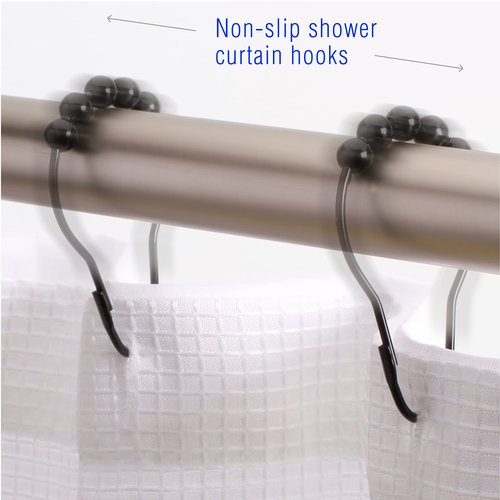 2lbDepot Shower Curtain Rings Hooks - Chrome Finish - Premium 18/8 Stainless Steel - Locking Rings with Easy Glide Rollers - Five Finishes Available - Set of 12 for Shower Rods