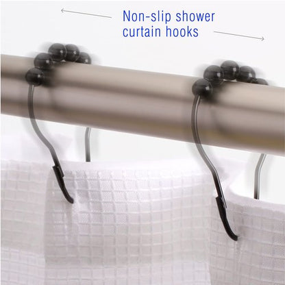 2lbDepot Shower Curtain Rings Hooks - Polished Nickel Finish - Premium 18/8 Stainless Steel - Locking Rings with Easy-Glide Rollers - Five Finishes Available - Set of 12 for Shower Rods