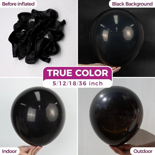 Bezente Black Balloons - 18 Inch Thick Latex Balloons | 30 Pack for Birthday, Graduation & Parties