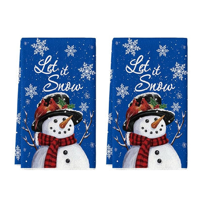 Blue Snowman Kitchen Towels Set of 2 – 18 x 26 Inches (Variation: Blue+2) Artoid Mode