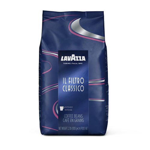 Lavazza Il Filtro Classico Dark Roast Whole Bean Coffee 2.2LB Bag ,Authentic Italian, Blended and roasted in Italy, Dark Chocolate and hazelnut aromatic notes