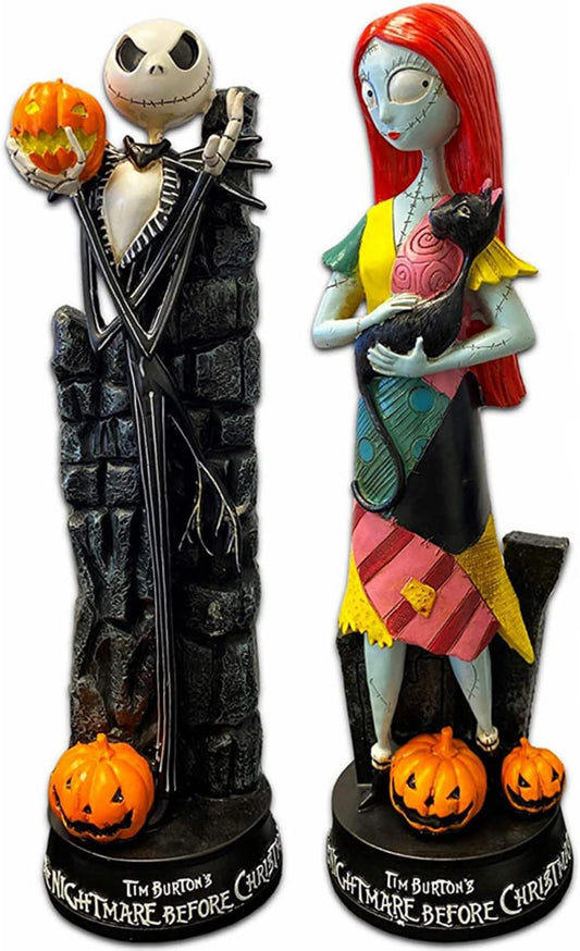 A Nightmare Before Christmas Figurines Set - Jack Skellington & Sally Halloween Statues | Home Decor Gift