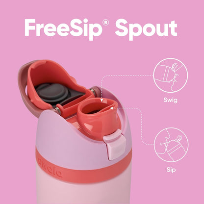 Owala FreeSip Insulated Stainless Steel Water Bottle - BPA-Free, 24 oz, Pink | Ideal for Sports & Travel