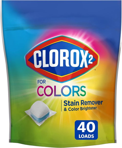 Clorox 2 For Colors - Stain Remover & Color Brightener Packs | 40 Count for Vibrant Laundry