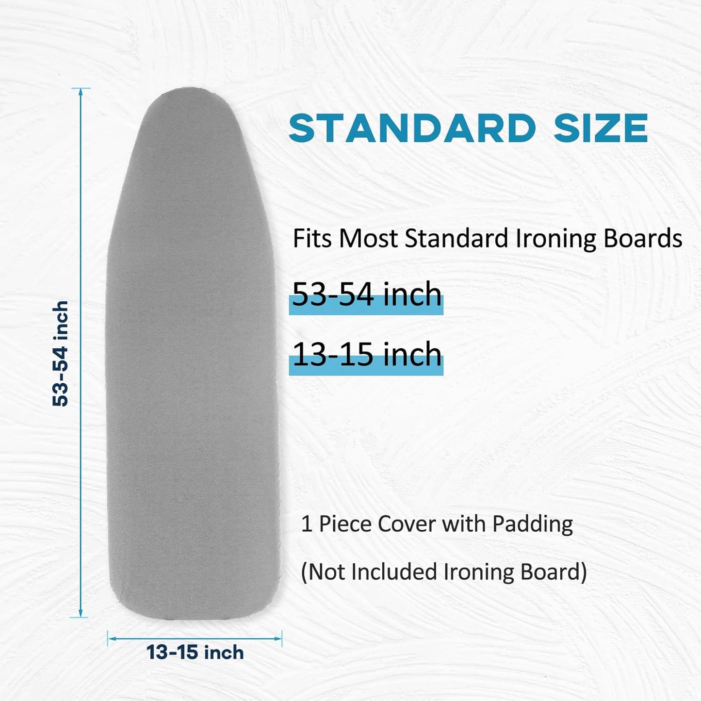 RAINHOL Ironing Board Cover - Extra Thick Padded, Non-Stick & Scorch Resistant | 15x54 Inches, Grey