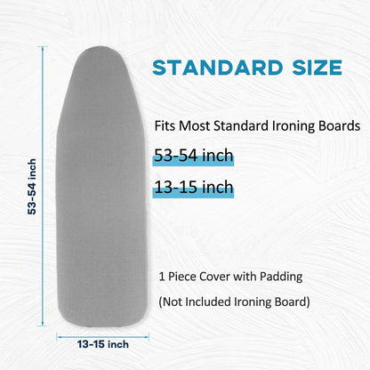 RAINHOL Ironing Board Cover - Extra Thick Padded, Non-Stick & Scorch Resistant | 15x54 Inches, Grey