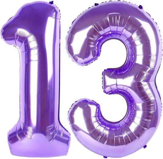 Purple Number 13 Balloon - 40 Inch Birthday Decoration for 13th Birthday Parties | Perfect for Girls & Boys