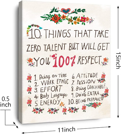 Zero Talent Wall Art - Inspirational Framed Canvas Prints for Teen Girls' Bedroom Decor | 10 Things That Take Zero Talent