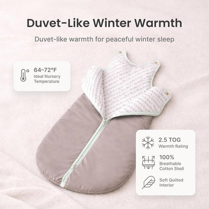 Baby Deedee Sleep Nest Original - 2.5 TOG Baby Sleep Sack for 0-6 Months | Soft Cotton Winter Wearable Blanket in Gray Lagoon