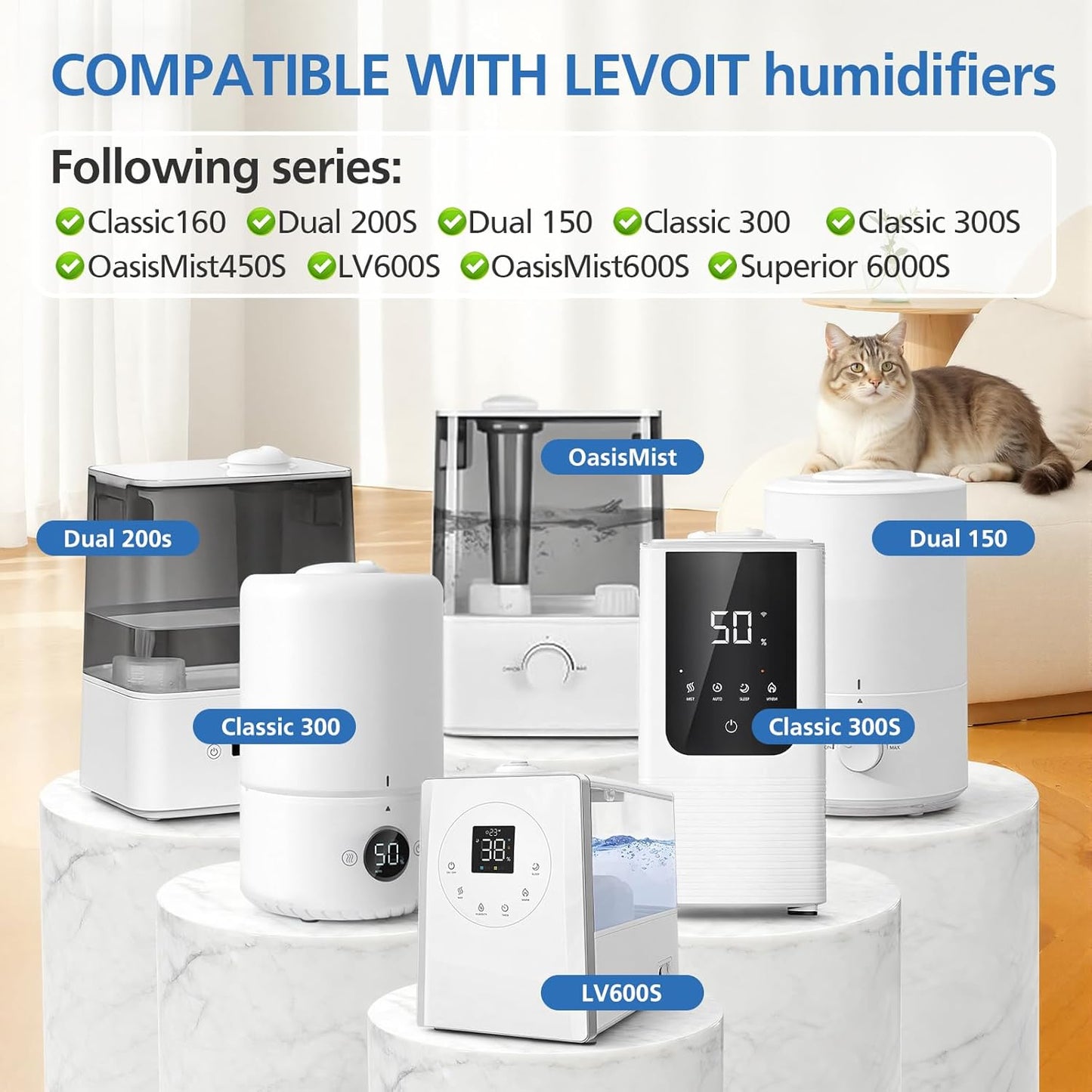ShufudeJa Humidifier Replacement Filter - 30-Pack for LEVOIT Classic & OasisMist Models