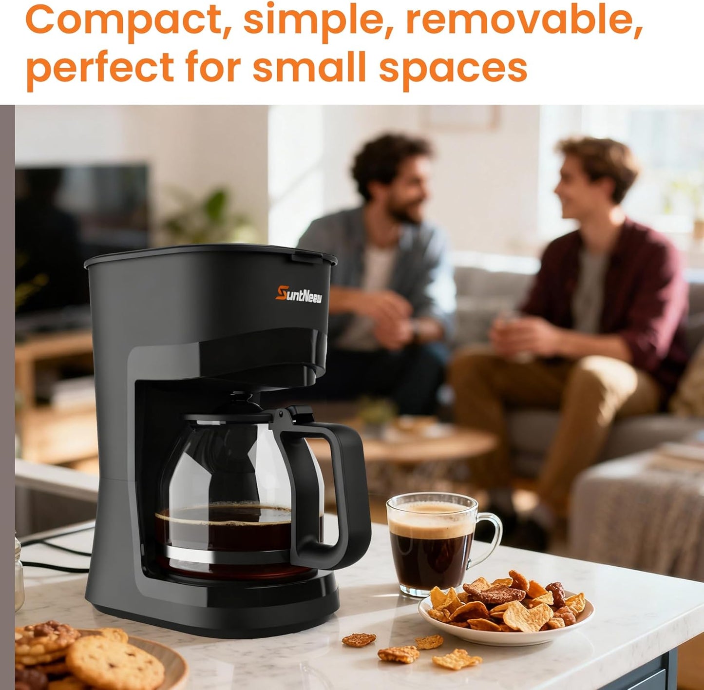 Skiennix 12-Cup Coffee Maker - 1.5L Drip Machine with One-Touch Brewing & Glass Carafe