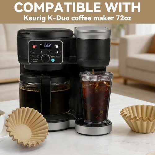 Keurig - Unbleached Coffee Filters for Duo Maker - 200 Pcs Extra-Deep Bowl Design, 72oz Capacity