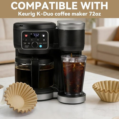Keurig - Unbleached Coffee Filters for Duo Maker - 200 Pcs Extra-Deep Bowl Design, 72oz Capacity