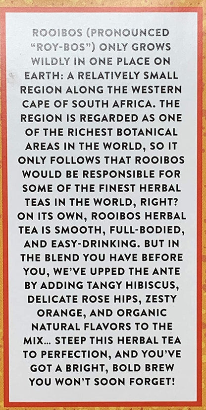 Trader Joes Organic Blood Orange Rooibos Herbal Tea Blend, Flavored with other Natural Flavors, Caffeine Free, 20 Tea Bags, 1.13 ounces (32 grams) (Two Pack)