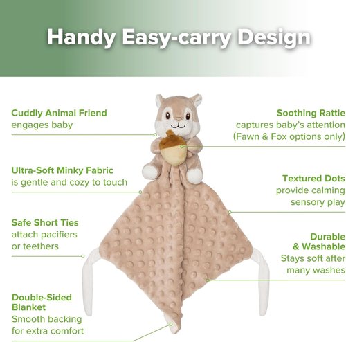 Haakaa Squirrel Security Blanket - Ultra Silky Soft Lovey for Newborn Boys & Girls | Perfect Baby Gift