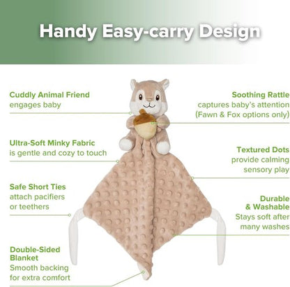 Haakaa Squirrel Security Blanket - Ultra Silky Soft Lovey for Newborn Boys & Girls | Perfect Baby Gift