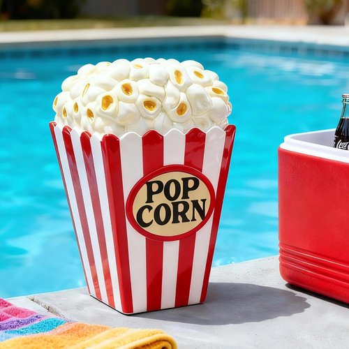 Cynkeyee Decorative Popcorn Stool - Fun Red and White Striped Accent for Dining Room | 12x12x18.3 Inch
