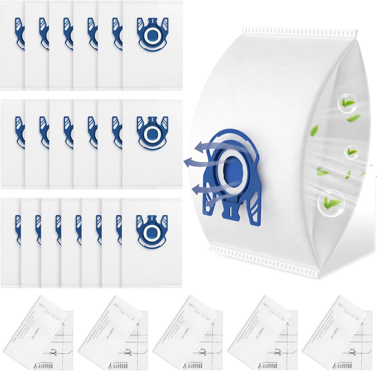 Miele 3D Airclean Vacuum Bags - 20 Pack Replacement for Classic C1, C2, C3, S2, S5, S8 Series