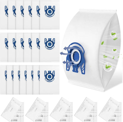 Miele 3D Airclean Vacuum Bags - 20 Pack Replacement for Classic C1, C2, C3, S2, S5, S8 Series