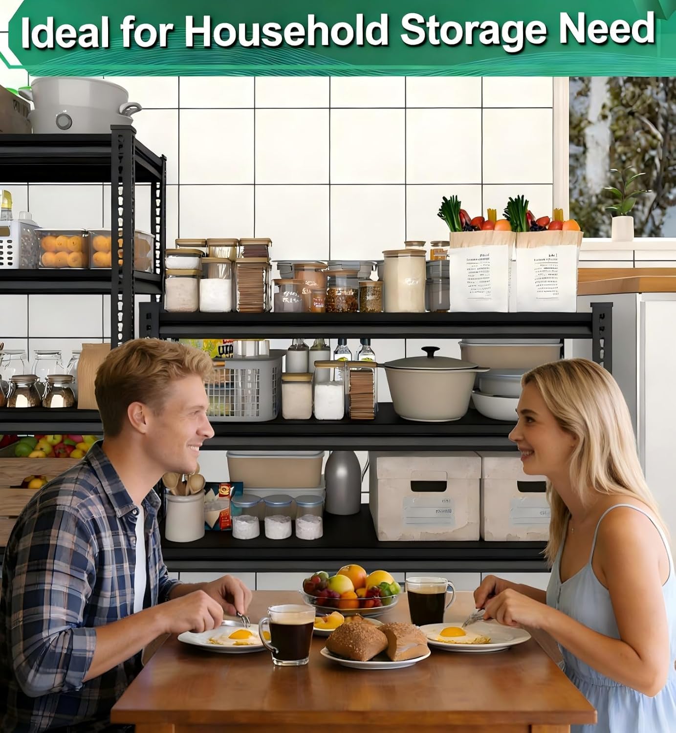 **Skiennix Heavy-Duty Metal Storage Garage Shelving - 1,200 Lbs Capacity, 3-Tier Adjustable Rack, Black 40" W x 16" D x 36" H**