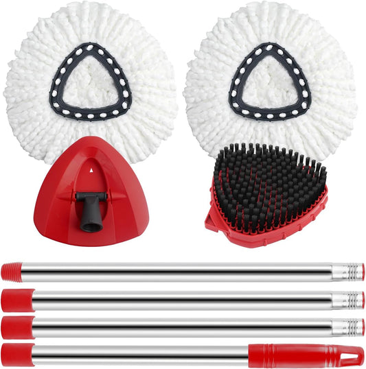 O Cedar Spin Mop Replacement Kit - 2 Microfiber Mop Heads, 58" Handle & Scrub Brush Attachment