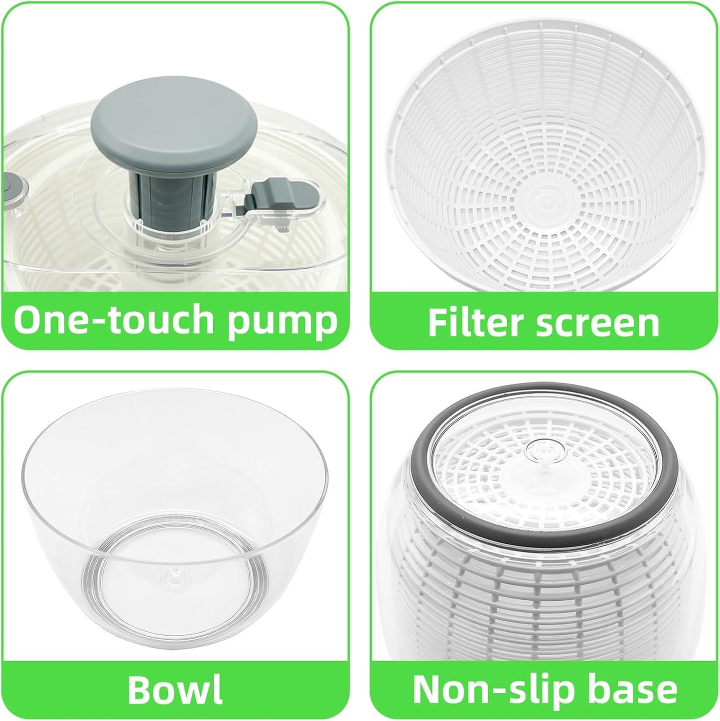 Salad Spinner - Skiennix Lettuce Spinner with Push-Button Lid & Non-Slip Base | 3.8QT Vegetable Washer