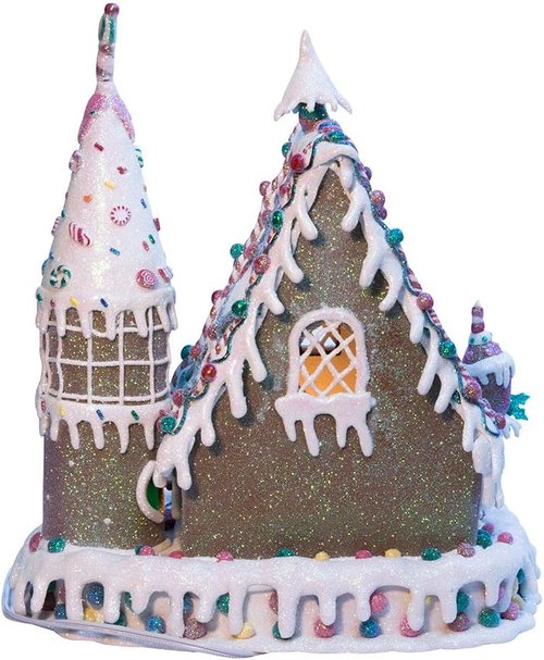 Kurt Adler Gingerbread Inn | 13-Inch Claydough Decoration with C7 Bulb for Festive Cheer