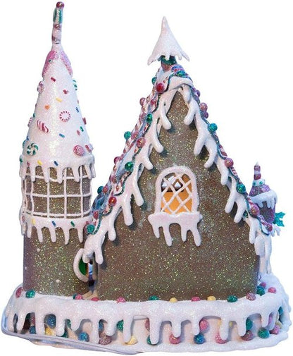 Kurt Adler Gingerbread Inn | 13-Inch Claydough Decoration with C7 Bulb for Festive Cheer