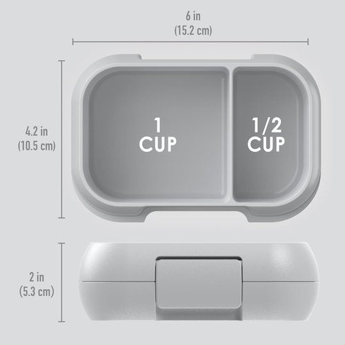 Bentgo Kids Snack Bento Box - 2 Compartment Leak-Proof Container for Snacks & Meals | Dishwasher Safe, BPA-Free, Gray