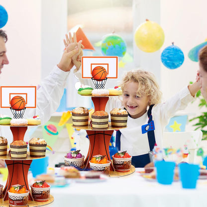 Nuenen Basketball Cupcake Stand - 3 Tier Sports Party Display for Birthday Celebrations
