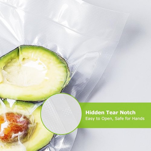 Bonsenkitchen Precut Vacuum Bags - Commercial Grade 100 Quart | BPA-Free, Thick Embossed 8" x 12" for Food Storage & Sous Vide Cooking