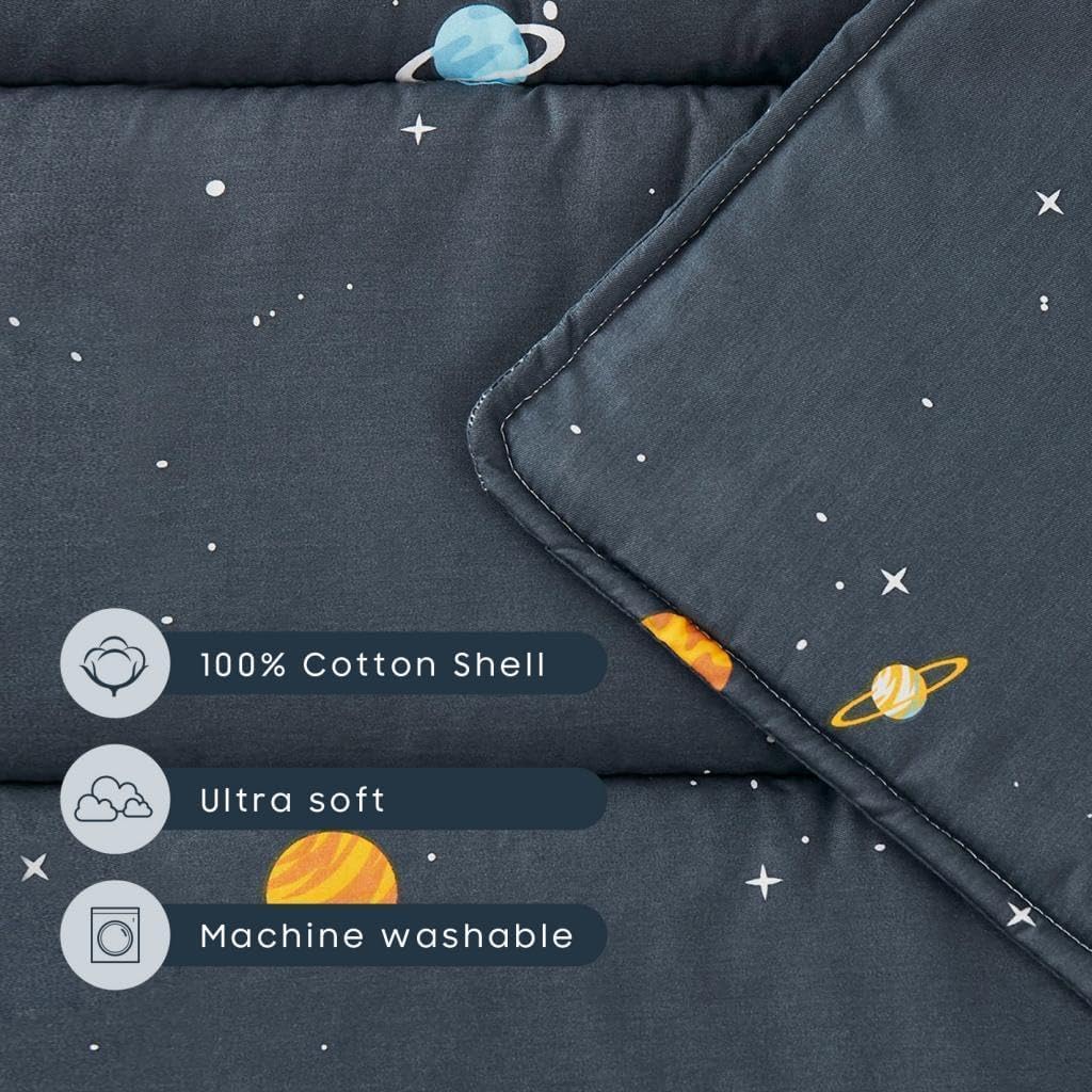 Wake In Cloud - Toddler Nap Mat with Pillow & Blanket | 100% Cotton, Galaxy Space Design for Kids 3+
