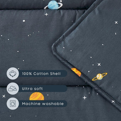 Wake In Cloud - Toddler Nap Mat with Pillow & Blanket | 100% Cotton, Galaxy Space Design for Kids 3+